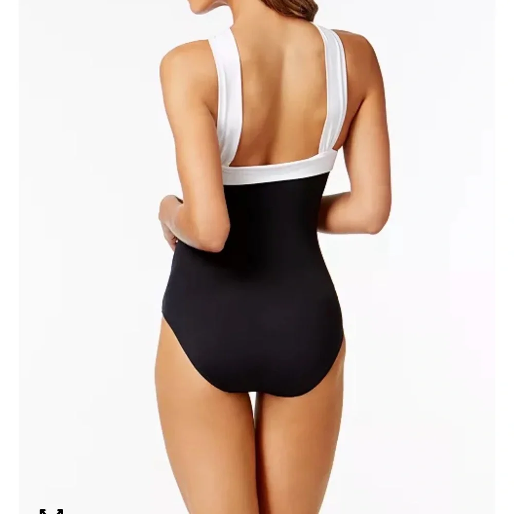 Ralph Lauren Black One-Piece Swimsuit with White Trim - Picture 7 of 7